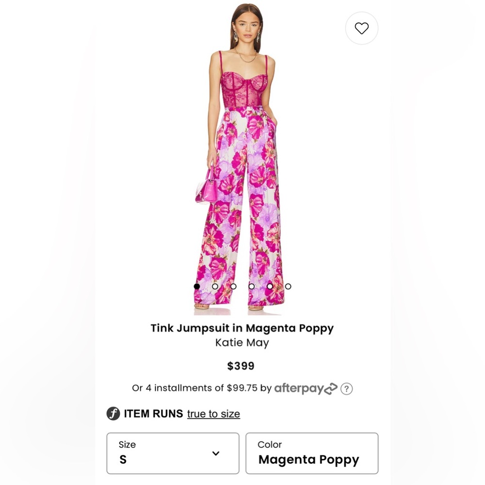 Katie May Tink Jumpsuit in Magenta Poppy -  Small - NWT